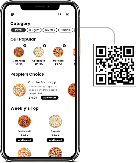 Menú con código QR para restaurantes y bares